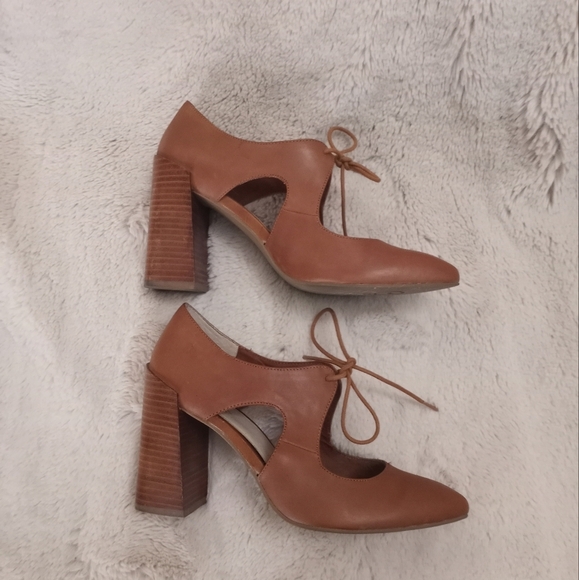 Seychelles Heritage Retro Dole Leather  Mary Jane Tie Front Stacked Block Heel - Picture 4 of 8